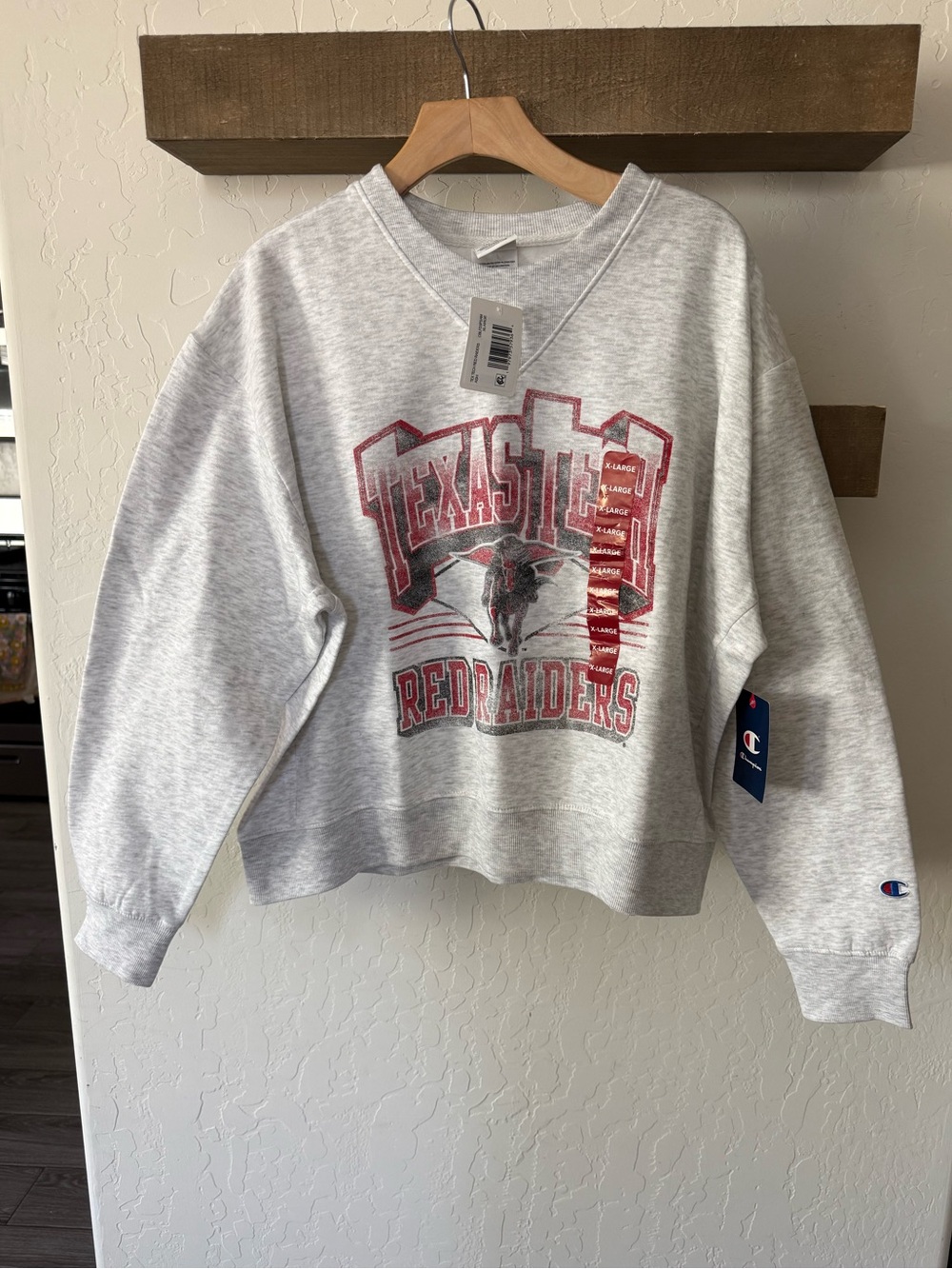 Champion|Heather Gray Boxy oversized sweatshirt,Texas Tech Red Raiders•••NWT XL